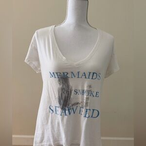 Mermaids Smoke Seaweed White Graphic Oversized T-shirt